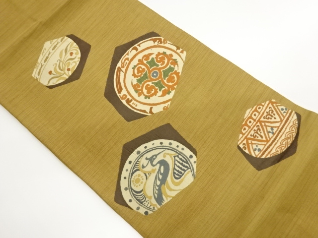 JAPANESE NAGOYA OBI / WOVEN FLOWER CREST